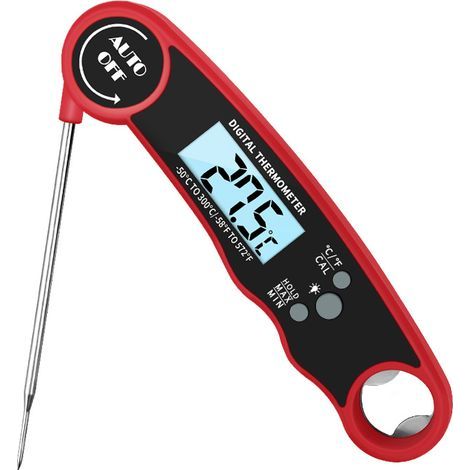 Thermomètre à viande, thermomètre à viande numérique, thermomètre alimentaire pour la cuisine et l'extérieur, cuisson, grillades, dinde, pâtisseries, liquides, bœuf (1/5)