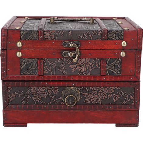 Jewelry Box Vintage Grape Pattern Wooden Hair Accessories Dressing Jewelry Storage Box (1/5)