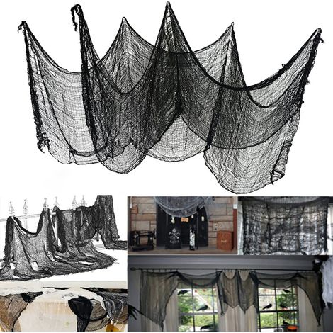 (80 x 400 cm) Halloween-Geisterfest-Dekorationsgaze, schwarze Gaze (1/5)