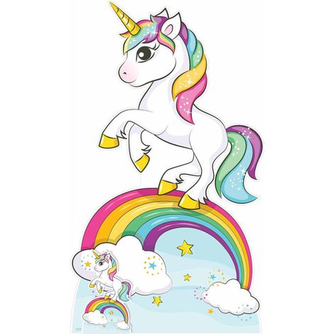 Figurine en carton Licorne sur arc en ciel 163 cm