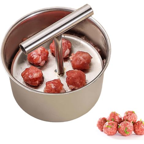Machine à boulettes de viande manuelle (lot de 6) - Portable - Acier inoxydable - Ustensile de cuisine - Argenté (1/5)