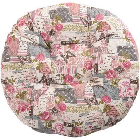 Crediri Chair Cushion, Round, Seat Cushion, Floral Pattern, Animal Print, Seat Cushion, 40 cm, Cotton and Linen, Pink (1/4)