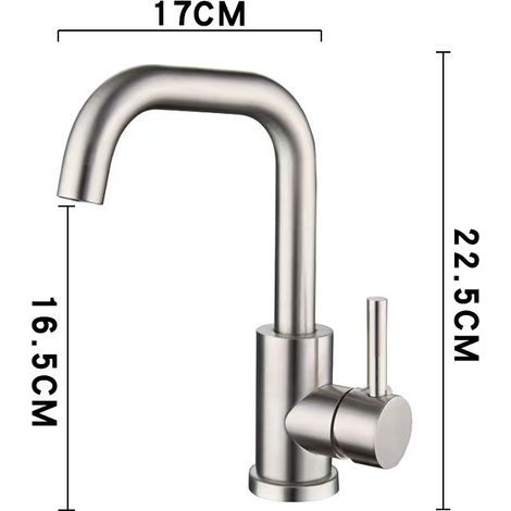 304 Stainless Steel Kitchen Faucet, Sink, Vegetable Drawer, Brushed Gold Finish, Large Curve, Hot and Cold Water Faucet for Home Use - Xiaoqi 304 Brushed