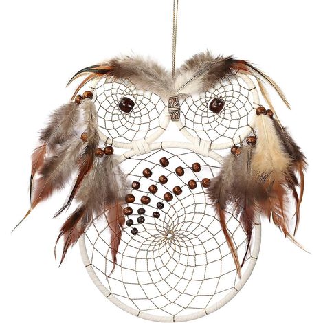 Attrape-rêves pour enfants, attrape-rêves hibou fait main à suspendre au mur, décoration pour chambre, dortoir ou maison, cadeau (1/5)