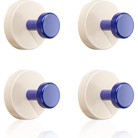 Crochets ventouse réutilisables robustes, sans perçage, pour cuisine salle de bains, fixation verre carrelage métal, lot de 4 bleus (1/5)