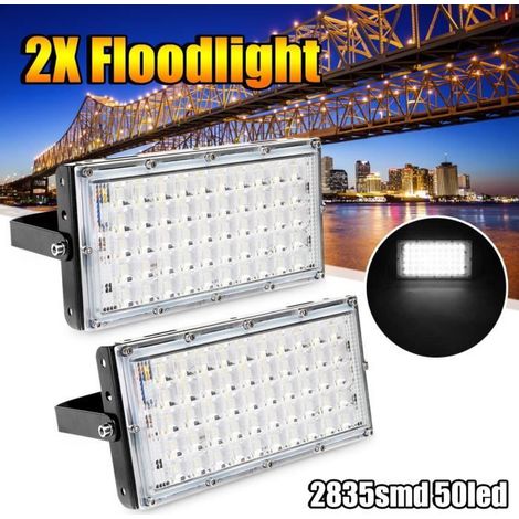Projecteur - TEMPSA - 2 Pcs 50W 50 LED - Éclairage Extérieur Jardin Sécurité IP65 - Noir (1/2)