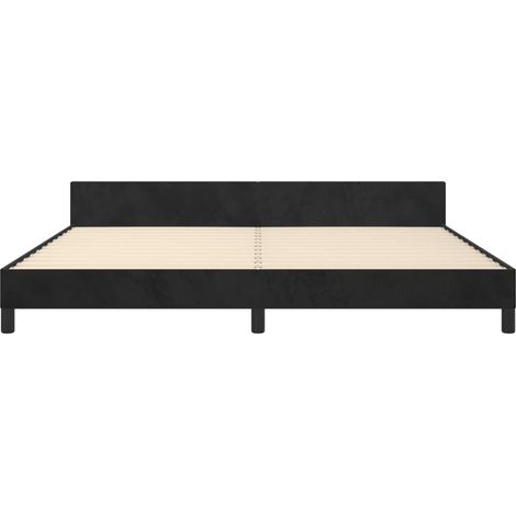 Lit avec tête de lit Noir 200x200 Velours