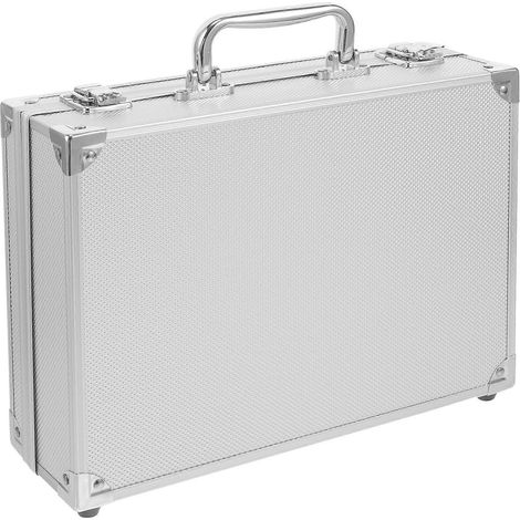 Boîte à outils portable en alliage d'aluminium, étui de rangement pour documents et instruments, contenant à outils avec intérieur en mousse argenté (1/3)
