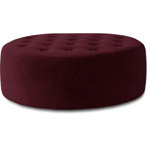 Pouf rond matelassé velours bordeaux Styla 70cm (1/4)