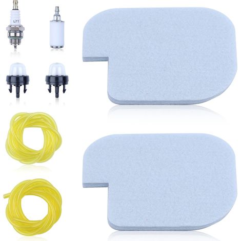 Filtre à air 530057925 pour tronçonneuses Poulan P3314 P3816 P3416 P4018 PP3416 PP3516 PP3816 PP4018 PPB3416 PPB4018 PPB4218 avec kit de conduite de carburant, bougie et ampoule de purge - 2 pièces (1/5)