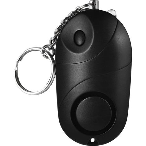 Personal Alarm 120-130dB Safe Sound Emergency Self Defense Security Alarm Keychain LED Flashlight for Women Girls Kids Elder Explorer, Black, 1 Pack