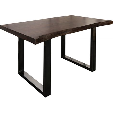 Table à manger 140x90 Acacia laqué Brun / Anthracite laqué FREEFORM 5