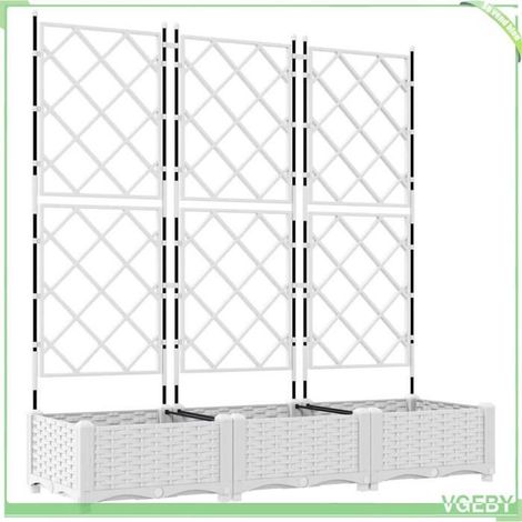 Cache-pot de jardin - FAFEICY - 42002907 - Blanc mat - Acier résistant - Pack de 3 120x40x125,5 cm (1/5)