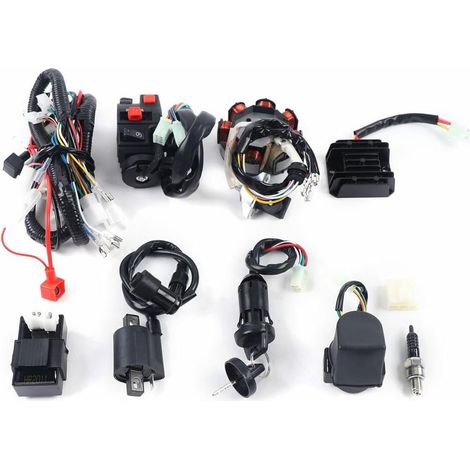 Electric Harness CDI Stator Kit CDI Wire Harness Wiring Loom Coil Rectifier KITS Full Electrics Wiring Harness Wire Loom CDI Stator Motorcycle Parts Fit for 150cc 250CC 300CC ATV Quad Dirt Bike
