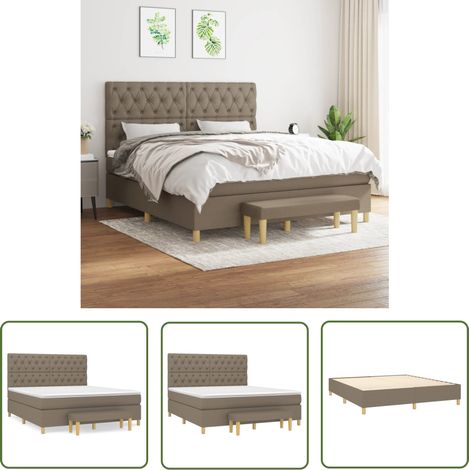 The Living Store Sommier à lattes de lit avec matelas Taupe 160x200 cm Tissu - Lit Plateforme - Lit Double - Matelas À Ressorts Ensachés - Literie Taupe - Meuble Chambre (1/5)