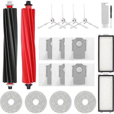 Accesorios frontales para aspiradoras Roborock Qrevo Master/Qrevo Slim, que incluyen 2 cepillos principales, 2 filtros HEPA y 6 bolsas para el polvo. (1/5)