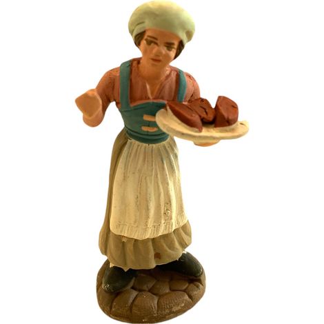 Pastore con carne statuetta in terracotta artigianale per presepe napoletano da h 7 cm