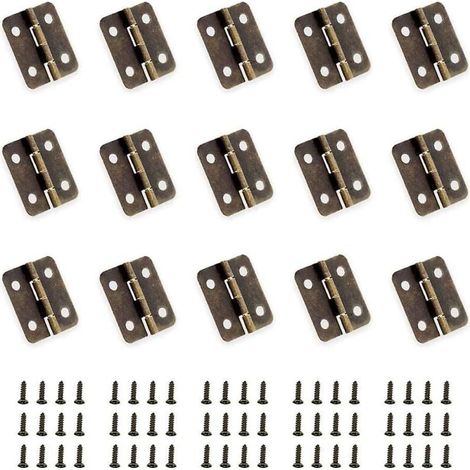 ZVD 50 Pièces Mini Charnières en Bronze Antique Charnière Pliante Connecteurs de Bricolage Petites Charnières avec 200 Clous de Rechange pour Boîte en Bois Boîte à Bijoux Armoire Bricolage Acces