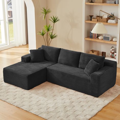 Divano angolare modulare 252,5 x 163 x 65 cm in schiuma nero HAVRYA (1/5)
