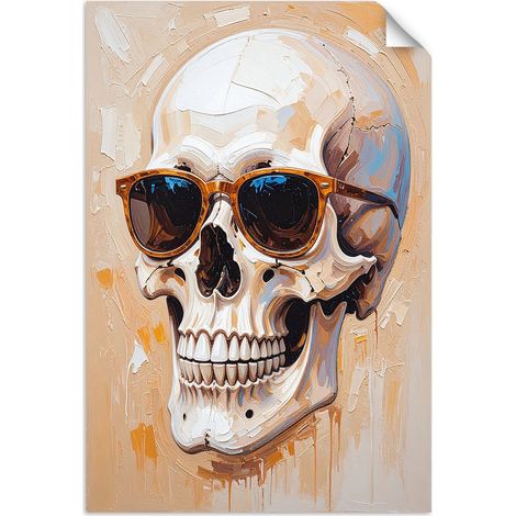 Selbstklebendes Poster – Wandsticker Totenkopf mit Brille und Farbeffekt 20x30 cm