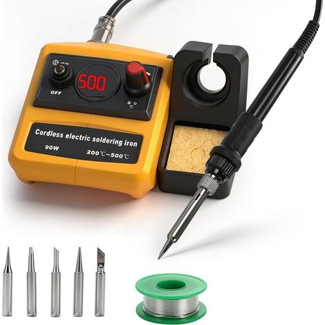 Station de fer à souder sans fil compatible avec batteries 18 V/20 V, écran LCD numérique 90 W, station de soudure électrique avec réglage en continu de 200 à 500 ℃ pour (outil uniquement) (1/5)