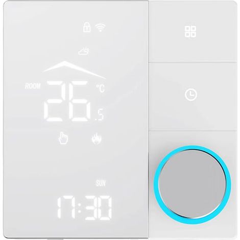 Intelligenter Thermostat 16A ohne WLAN – Touch-Bedienung, programmierbar für elektrische Heizung (inkl. 3 m Sensorkabel), Weiß – M9