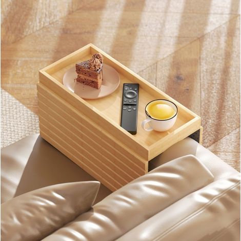 Bandeja plegable para reposabrazos de sofá de bambú, 45 x 33,5 cm, natural DESVIAE (1/5)