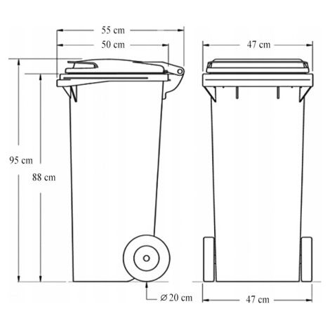 Poubelle d'extérieur bleue 120 l – Plastique PEHD résistant – Couvercle étanche – Roulettes pour transport facile