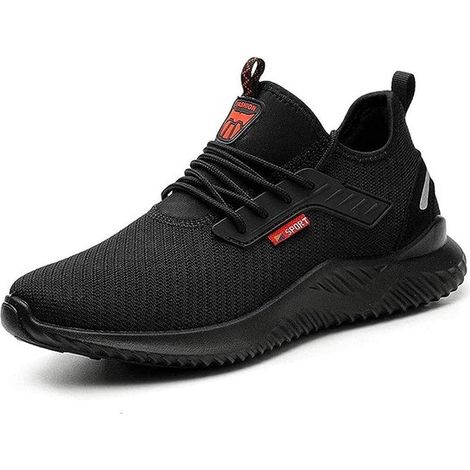 Chaussures de sécurité homme femme, chaussures de travail à coque acier, ultra-légères, increvables, respirantes, basket sécurité bande réfléchissante unisexe (1/4)