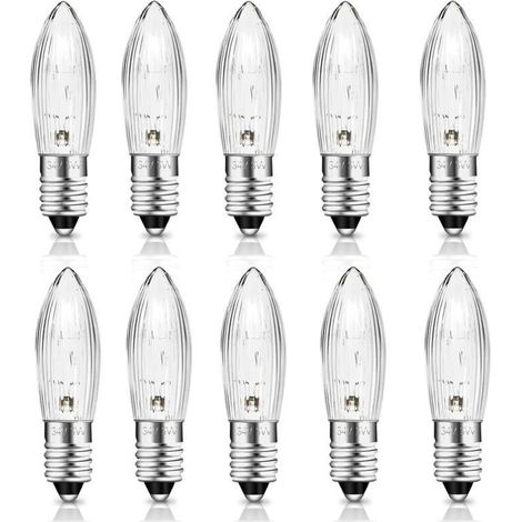 Ampoule E10 34V 3W Bougie, 30LM Blanc Chaud 2700K, Ampoule Bougie E10 pour Arche Lumineuse, Arbre de Noël, Guirlande, Lot de 10 (1/5)