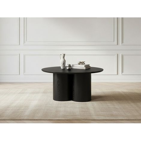 BOBOCHIC - Table basse ronde D.80 cm LUCIA placage chêne massif   Noir