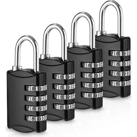 Set di lucchetti con combinazione da 4 pezzi, lucchetto con combinazione a 4 cifre, lucchetto per valigia, lucchetto con combinazione per esterni resistente alle intemperie, lucchetto in lega di zinco