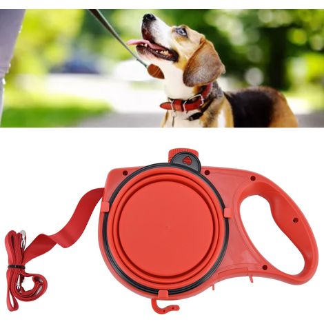 Laisse pour Chien de Jardin Extérieur avec Bol d'Eau Pliable et Gourde Multifonctionnelle Rouge pour Promenade et Voyage-KZQ (1/5)