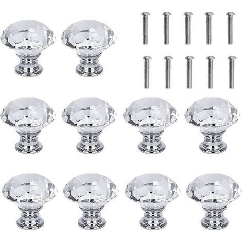 Set mit 10 Vitrinengriffen, rautenförmig, 3 cm, weiß (1/4)
