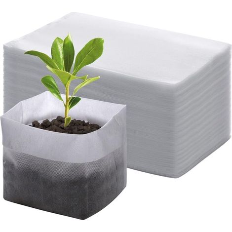Sacs de culture-Sacs à semis-200 pièces-Sacs de culture pour plantes de jardin-Plantes grasses-Sacs de culture blancs-14x16cm (1/5)