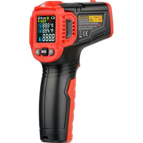 Thermomètre laser numérique infrarouge, thermomètre industriel, -30°C à 550°C – écran LCD rétroéclairé, thermomètre non frontal, pile non incluse (1/5)