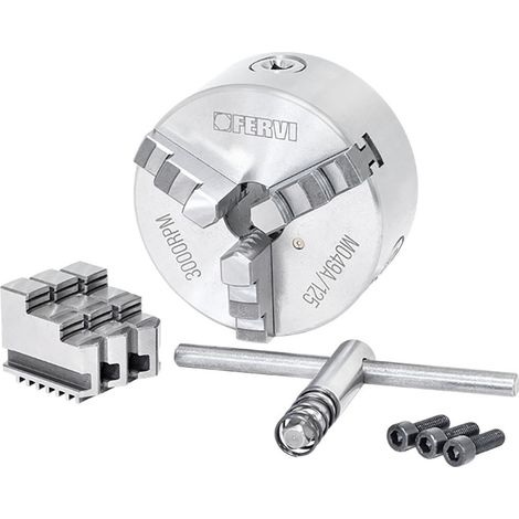 Mandrino autocentrante per tornio FERVI M049A/125 di precisione - 3+3 griffe - Ø 125 mm - ghisa (1/3)