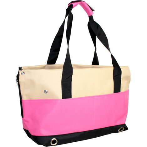 Sac de transport pour chiens et chats Yatek, avec 4 poches latérales et protection contre le saut de couleur rose.