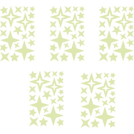 Sticker Etoile Luminiscent - PVC Autocollant Auto-Adhésif pour Plafond et Mur - Vert - 5 Feuilles (1/5)