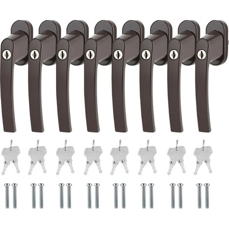 Poignée de fenêtre s'entrouvrant poignée de porte de balcon en aluminium poignées de fenêtre verrouillables marron 8X (1/5)