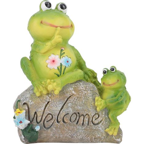 Figurine en pierre assise en forme d'animal, décoration de jardin, pelouse, ornements en résine, grenouille mignonne et vive, environnement intérieur (1/4)