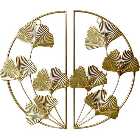 Hoja De Ginkgo Decoración Pared - Metal Dorado - Estilo Nórdico Minimalista - Decoración Moderna Para Interiores - 1 Unidad (1/5)