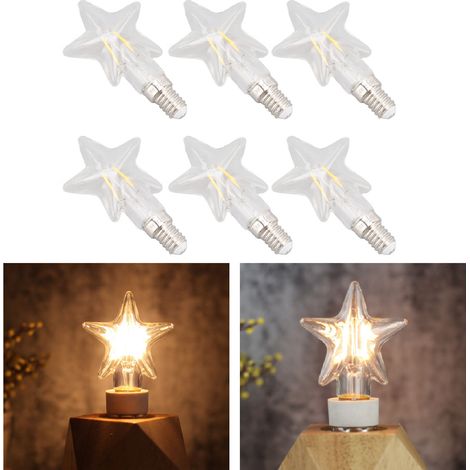 Lampe à filament LED créative, petite lampe de table en forme d'étoile à cinq branches, suspension, éclairage chaud, ampoule rétro Edison à petit culot à vis E14, 220 V 2 W (1/5)