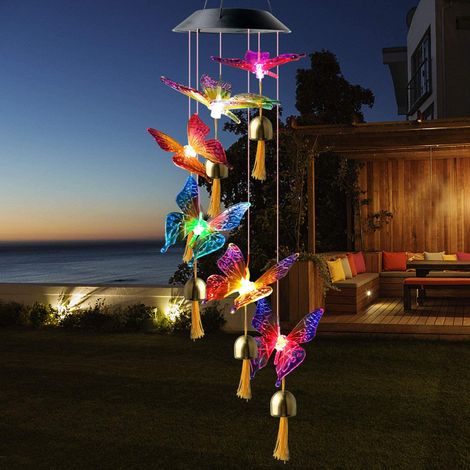 Carillons éoliens solaires papillon - carillons éoliens décoratifs solaires papillon pour jardin extérieur.