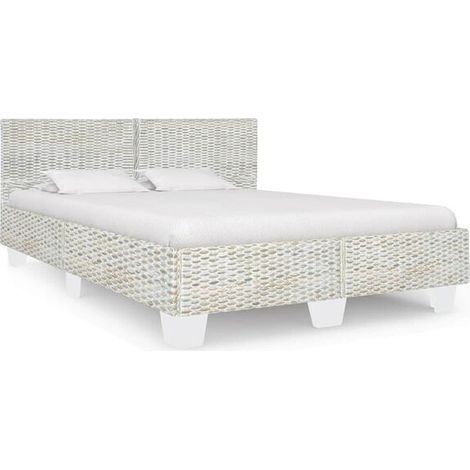 Cadre de lit sans matelas, rotin naturel gris, 140 x 200 cm (1/5)