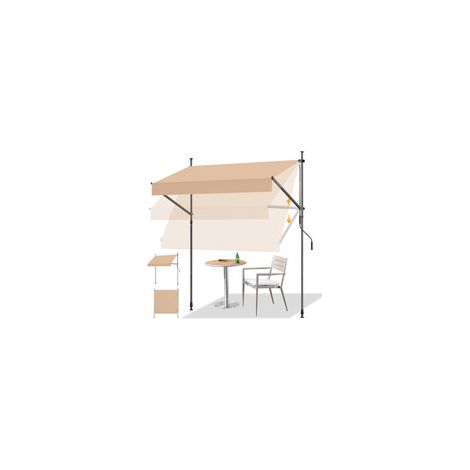 HOMEDEMO Store Balcon avec poignée réglable, Résistant aux UV, Auvent Manuel Rétractable, Store Banne Hauteur et Inclinaison Réglable, pour Jardin, Patio, Marron, 350x125cm (1/4)
