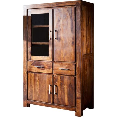 vetrina in legno di Sheesham / palissandro 90x45x148 miele laccato METRO LIFE 103