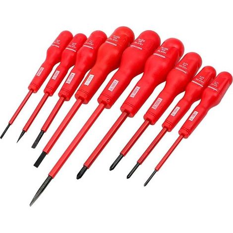 Lot de 9 Tournevis à Fente et Cruciformes Isolés Avec Embouts Magnétiques 1000V Pour Réparation de Maison Travaux Manuels Réparation (1/5)