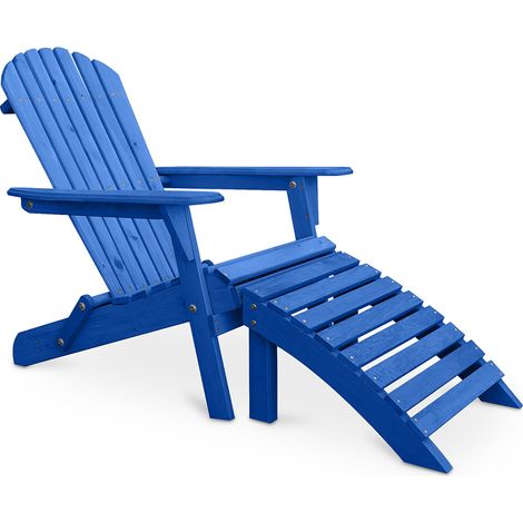 Deck Chair with Footrest - Wooden Garden Chair - Alana Blue (1/5)