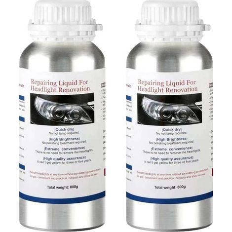 Liquide de restauration des phares, kit de polissage, application facile, 800g Fluide de Réparation X2 (1/2)